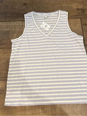 NWT J.Crew Tank Top Womens Small Purple Striped V-Neck Sleeveless Cotton Blend